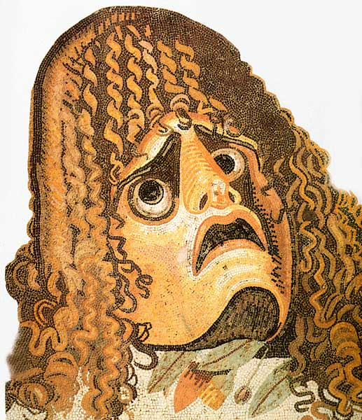ce fragment d'une peiture reprsente l'un des 28 masques du thtre tragique